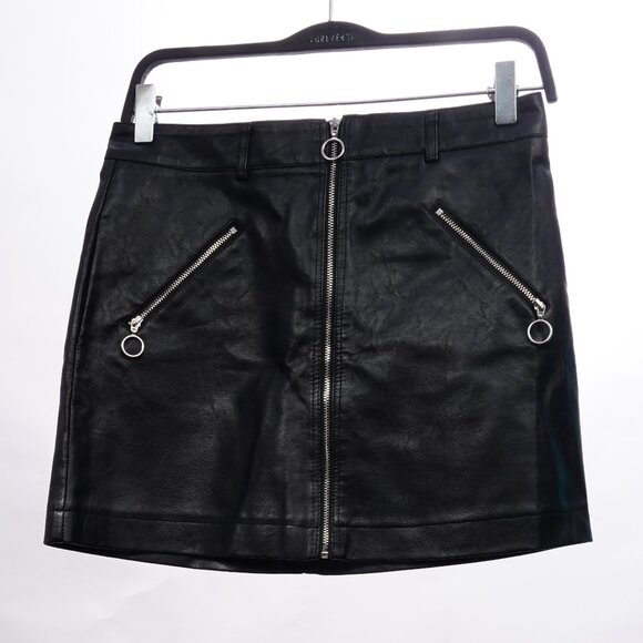 Forever21 - Faux black leather zip-up mini Skirt Size Medium - Picture 1 of 2